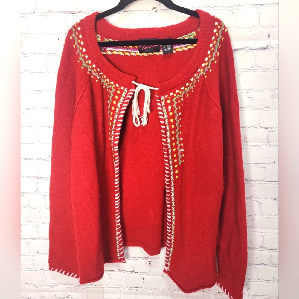 TORRID Embroidered red Multi-Colored Cardigan Size 2x